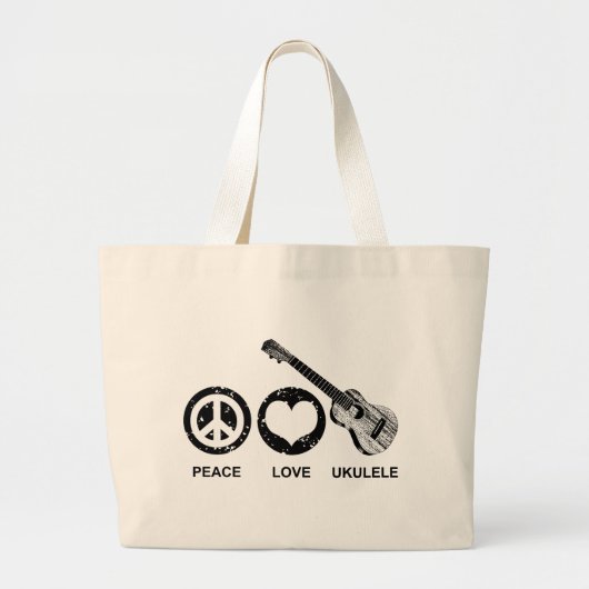 Peace Love Ukulele Grote Tote Bag (Voorkant)