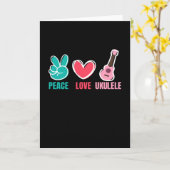 Peace Love Ukulele Guitar Music Kaart (Gele Bloem)