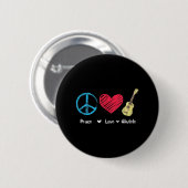 Peace Love Ukulele Hawaïaanse muziek Ukelele Uke Ronde Button 5,7 Cm (Voorkant /achterkant)
