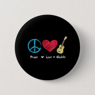Peace Love Ukulele Hawaïaanse muziek Ukelele Uke Ronde Button 5,7 Cm