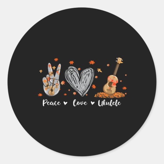 Peace Love Ukulele Hawaiian Ukelele Uke Guitar Pla Ronde Sticker (Voorkant)