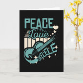Peace Love Ukulele Kaart (Gele Bloem)