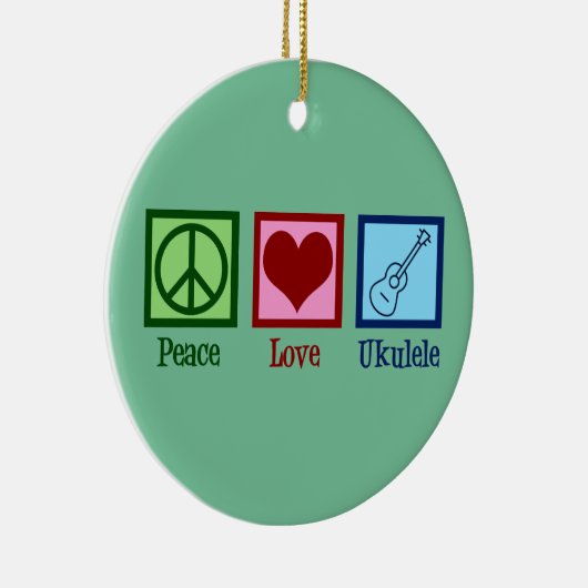 Peace Love Ukulele Keramisch Ornament (Rechts)