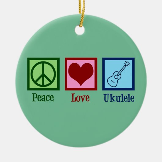 Peace Love Ukulele Keramisch Ornament (Voorkant)