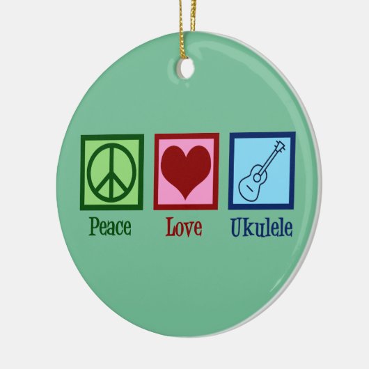Peace Love Ukulele Keramisch Ornament (Links)
