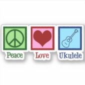 Peace Love Ukulele Player Sticker (Voorkant)