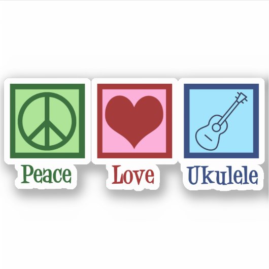 Peace Love Ukulele Player Sticker (Voorkant)