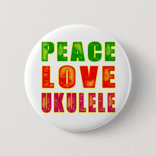 Peace Love Ukulele Ronde Button 5,7 Cm (Voorkant)