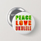 Peace Love Ukulele Ronde Button 5,7 Cm (Voorkant /achterkant)