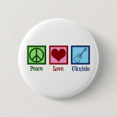 Peace Love Ukulele Ronde Button 5,7 Cm (Voorkant)
