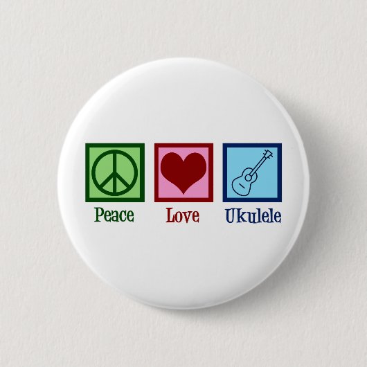 Peace Love Ukulele Ronde Button 5,7 Cm (Voorkant)