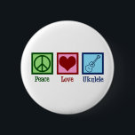 Peace Love Ukulele Ronde Button 5,7 Cm<br><div class="desc">Peace Love Ukulele. Cute ukuleles player gift met een cool vredesteken,  hart en gereedschap.</div>