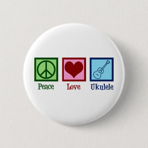 Peace Love Ukulele Ronde Button 5,7 Cm