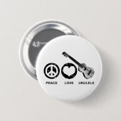 Peace Love Ukulele Ronde Button 5,7 Cm (Voorkant /achterkant)