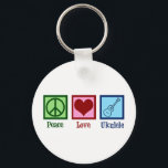 Peace Love Ukulele Sleutelhanger<br><div class="desc">Peace Love Ukulele. Cute ukuleles player gift met een cool vredesteken,  hart en gereedschap.</div>