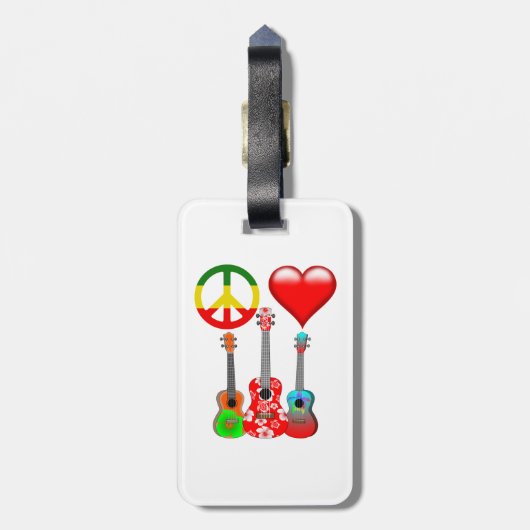 Peace Love Ukuleles Bagagelabel (Achterkant verticaal)