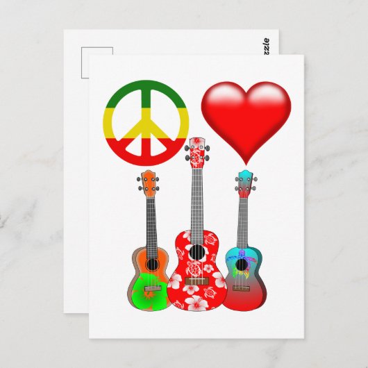 Peace Love Ukuleles Briefkaart (Voorkant / Achterkant)