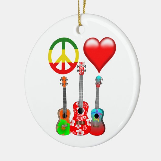 Peace Love Ukuleles Keramisch Ornament (Links)