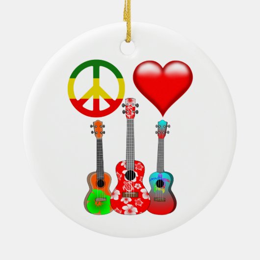 Peace Love Ukuleles Keramisch Ornament (Achterkant)
