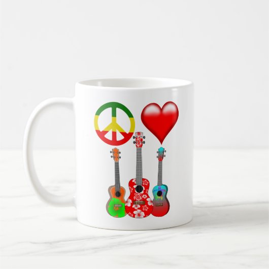 Peace Love Ukuleles Koffiemok (Links)