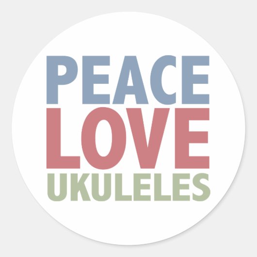 Peace Love Ukuleles Ronde Sticker (Voorkant)