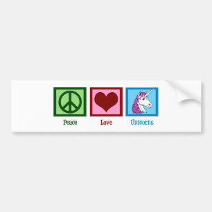 Peace Love Unicorns Bumpersticker