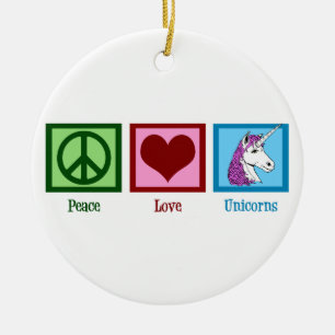 Peace Love Unicorns Keramisch Ornament