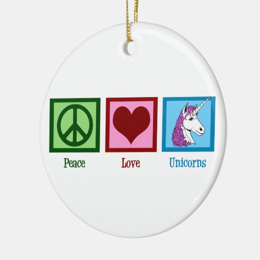 Peace Love Unicorns Keramisch Ornament (Links)