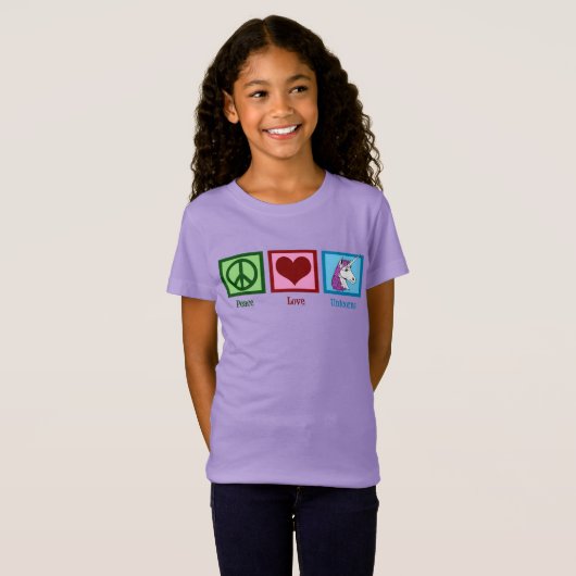 Peace Love Unicorns Kinder T-shirt (Voorkant volledig)
