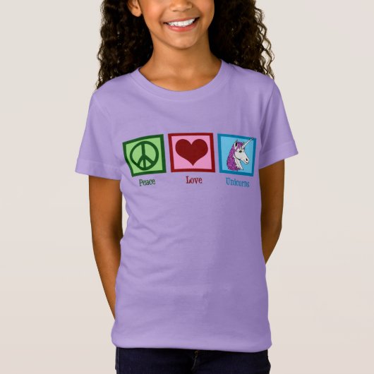 Peace Love Unicorns Kinder T-shirt (Voorkant)