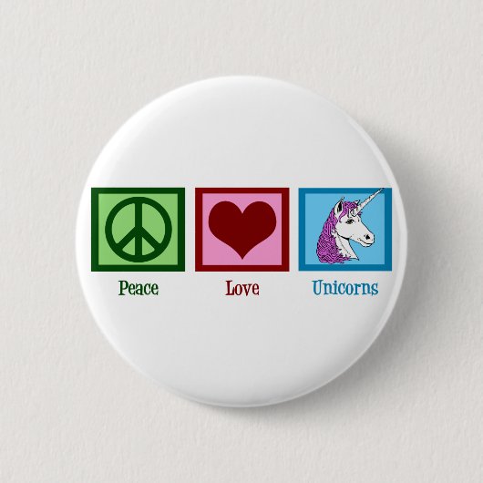 Peace Love Unicorns Ronde Button 5,7 Cm (Voorkant)