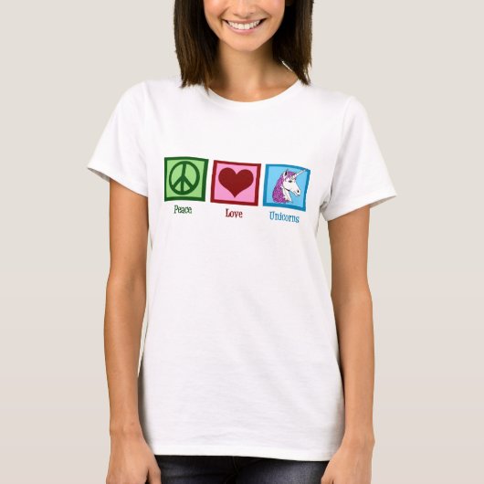 Peace Love Unicorns T-shirt (Voorkant)