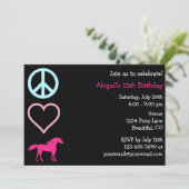 Peace Love Unicorns Uitnodiging voor de verjaardag (Staand voorkant)