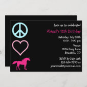 Peace Love Unicorns Uitnodiging voor de verjaardag (Voorkant / Achterkant)