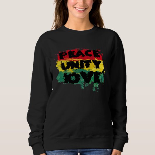 Peace Love Unity Rastafari Clothing Jamaica Souven Trui (Voorkant)
