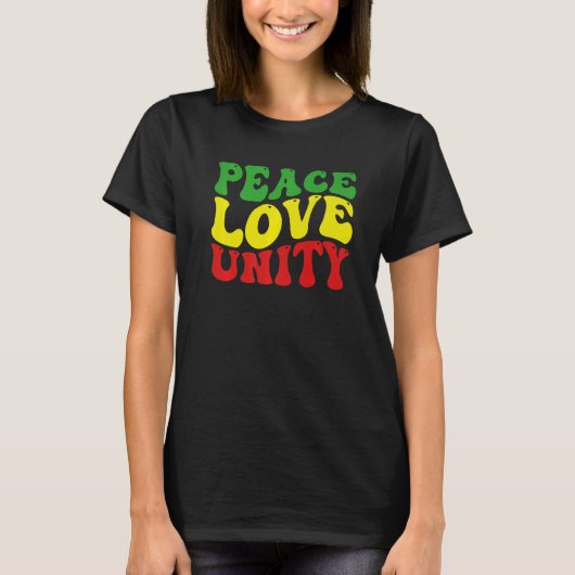 Peace Love Unity Reggae Roots Jamaica Rasta Reggae T-shirt (Voorkant)
