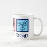 Peace Love Urology Koffiemok<br><div class="desc">Peace Love Urology. Een coole uroloog cadeau voor een uroloog of verpleegster met een vredelievend teken,  hart en afbeelding van een blaas. Cadeaus van de grote afdeling urologie.</div>