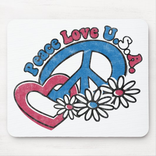 Peace Love USA Mousepad Muismat (Voorkant)