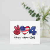 Peace Love USA, op 4 juli Briefkaart (Staand voorkant)