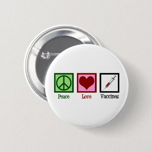 Peace Love Vaccins Ronde Button 5,7 Cm (Voorkant /achterkant)