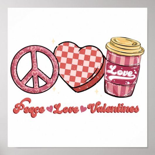 Peace Love Valentijns | Valentijn Cadeau | FEESTDA Poster (Voorkant)