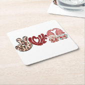Peace Love Valentijns | VALENTIJNSDAG Kartonnen Onderzetters (Schuin)