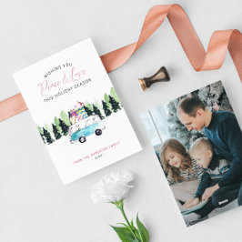 Peace & Love  Van Christmas Vakantiefoto Feestdagenkaart