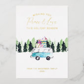 Peace & Love  Van Christmas Vakantiefoto Folie Feestdagenkaart (Voorkant)