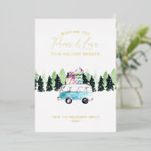 Peace & Love  Van Christmas Vakantiefoto Folie Feestdagenkaart (Staand Voorkant)