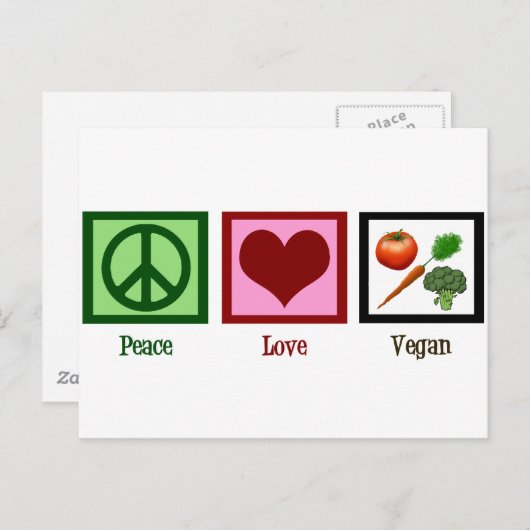 Peace Love Vegan Briefkaart (Voorkant / Achterkant)