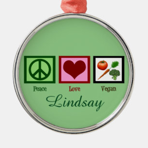 Peace Love Vegan Custom Green Metalen Ornament