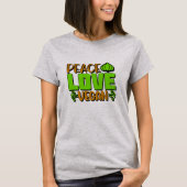 Peace Love Vegan Green Brown op T-shirt (Voorkant)