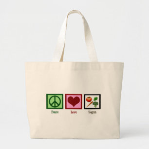 Peace Love Vegan Grote Tote Bag