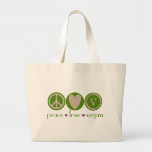 Peace Love Vegan Grote Tote Bag